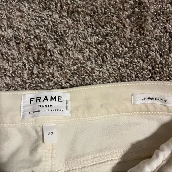 FRAME Ivory Winter White Velvet Skinny Pants Size 27 - Picture 4 of 8